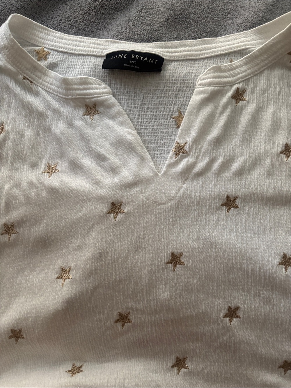Lane Bryant Cream Knit Top with Gold Star Knit Accents | Lane Bryant T/ Blouse